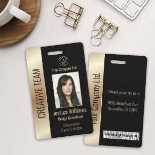 Personalisierte schwarze Mitarbeiter-ID für Untern Ausweis