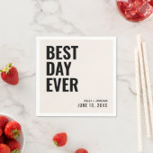 Personalisierte Schwarze Moderne Beste Hochzeit je Serviette (Beispiel)