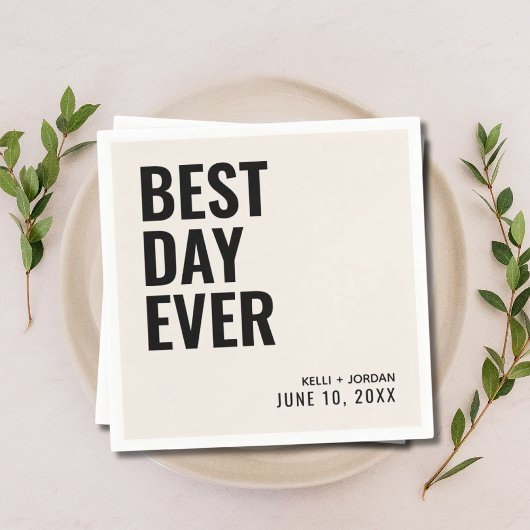 Personalisierte Schwarze Moderne Beste Hochzeit je Serviette