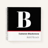 Personalisierte Schwarze Mongrammmeterskizze Notizblock (Vorderseite)