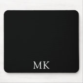 Personalisierte Schwarze Monogramm-Initialen Mousepad (Vorne)