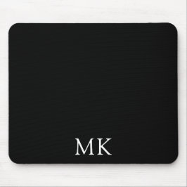 Personalisierte Schwarze Monogramm-Initialen Mousepad