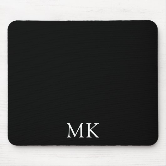 Personalisierte Schwarze Monogramm-Initialen Mousepad (Vorne)