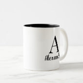 Personalisierte Schwarze Monogramm Name Kaffee Tas Zweifarbige Tasse (VorderseiteRechts)
