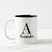 Personalisierte Schwarze Monogramm Name Kaffee Tas Zweifarbige Tasse (Links)