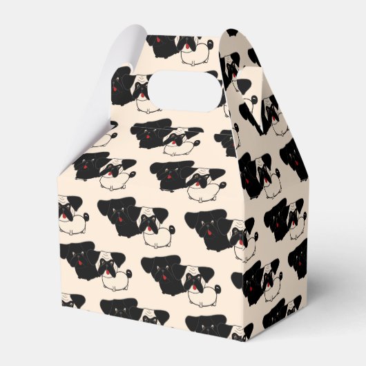 Personalisierte Schwarze MÖPSEN bevorzugen Gable B Geschenkschachtel (Rückseite)