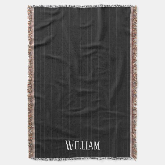 Personalisierte schwarze Nadelstreifen Decke (Vorderseite Vertikal)