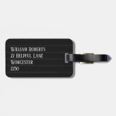 Personalisierte schwarze Nadelstreifen Gepäckanhänger (Rückseite horizontal)