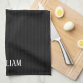 Personalisierte schwarze Nadelstreifen Geschirrtuch (Viertel Falte)