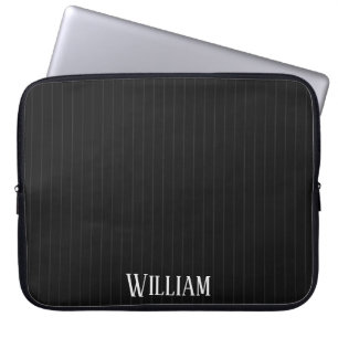 Personalisierte schwarze Nadelstreifen Laptopschutzhülle