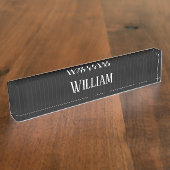 Personalisierte schwarze Nadelstreifen Namensplakette (Seite)