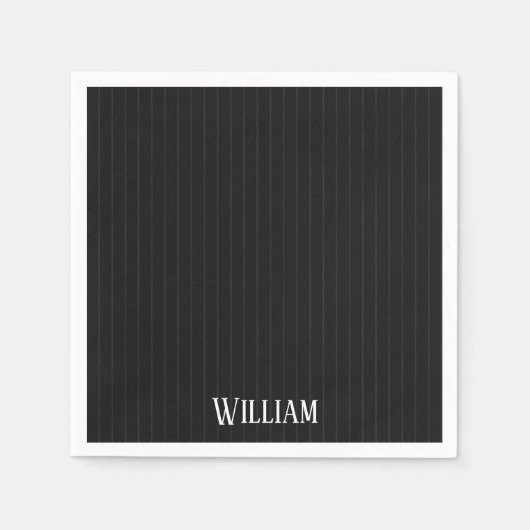 Personalisierte schwarze Nadelstreifen Serviette (Vorderseite)