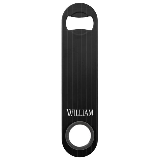 Personalisierte schwarze Nadelstreifen Speed Flaschenöffner (Vorderseite)