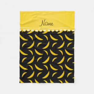 Personalisierte schwarze Namensbananen Fleecedecke