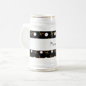 Personalisierte schwarze Namensbaseball Bierglas (Vorderseite Links)