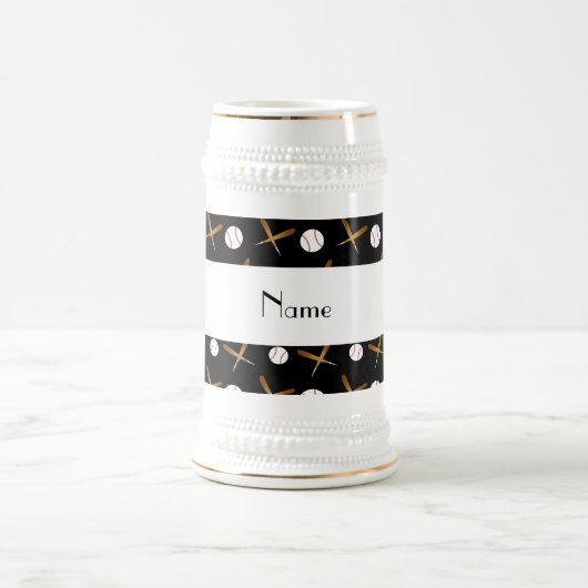 Personalisierte schwarze Namensbaseball Bierglas (Mittel)