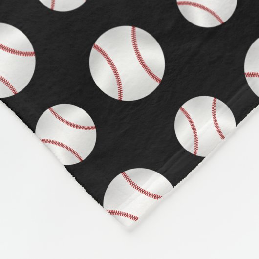 Personalisierte schwarze Namensbaseball Fleecedecke (Ecke)