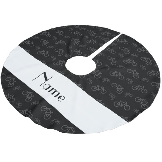 Personalisierte schwarze Namensfahrräder Polyester Weihnachtsbaumdecke (Schrägansicht)