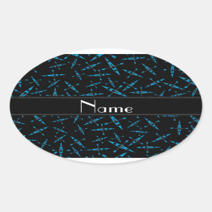 Personalisierte schwarze Namenskajaks Ovaler Aufkleber