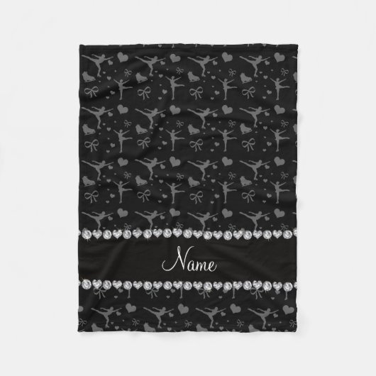 Personalisierte schwarze Namenszahl Skaten Fleecedecke (Vorderseite)