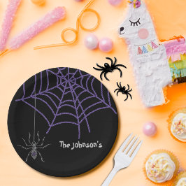 Personalisierte schwarze Papierplatte mit Imitat-S Pappteller