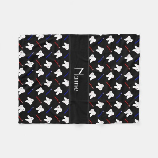 Personalisierte schwarze Pinsel und Zahnmuster Fleecedecke (Vorderseite (Horizontal))