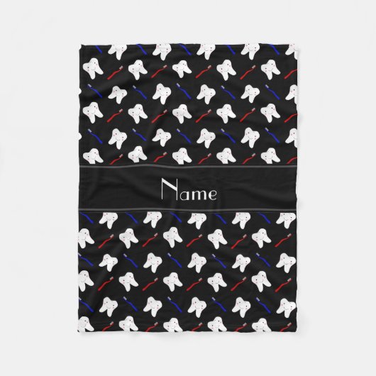 Personalisierte schwarze Pinsel und Zahnmuster Fleecedecke (Vorderseite)