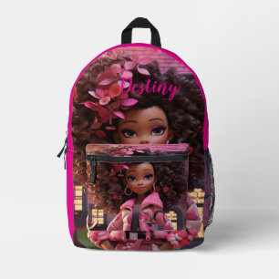 Personalisierte schwarze Puppe Bedruckter Rucksack