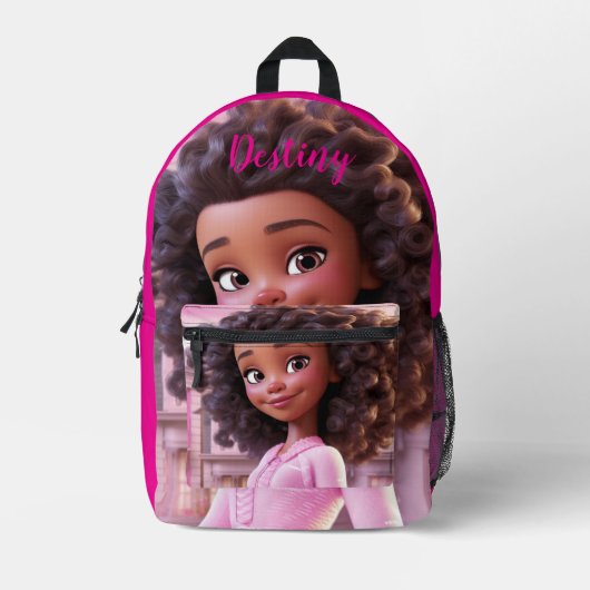 Personalisierte schwarze Puppe Bedruckter Rucksack (Vorderseite)