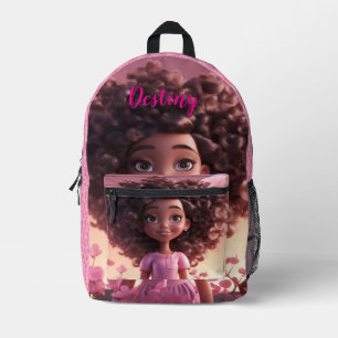 Personalisierte schwarze Puppe kariert  Bedruckter Rucksack