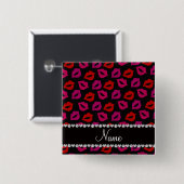Personalisierte schwarze rote rosa Namenslippen Button (Vorne & Hinten)