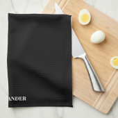 Personalisierte, schwarze, Schlichte, weiße Schrif Geschirrtuch (Viertel Falte)