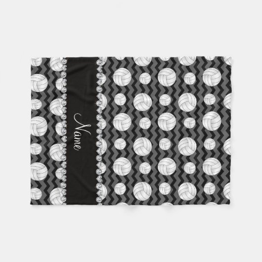 Personalisierte schwarze Sparrennamensvolleyball Fleecedecke (Vorderseite (Horizontal))