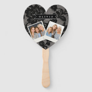 Personalisierte schwarze Spitze floral elegantes M Fächer