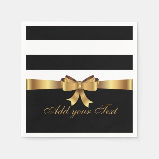 Personalisierte schwarze Streifen Gold BOW Ihren T Serviette (Vorderseite)