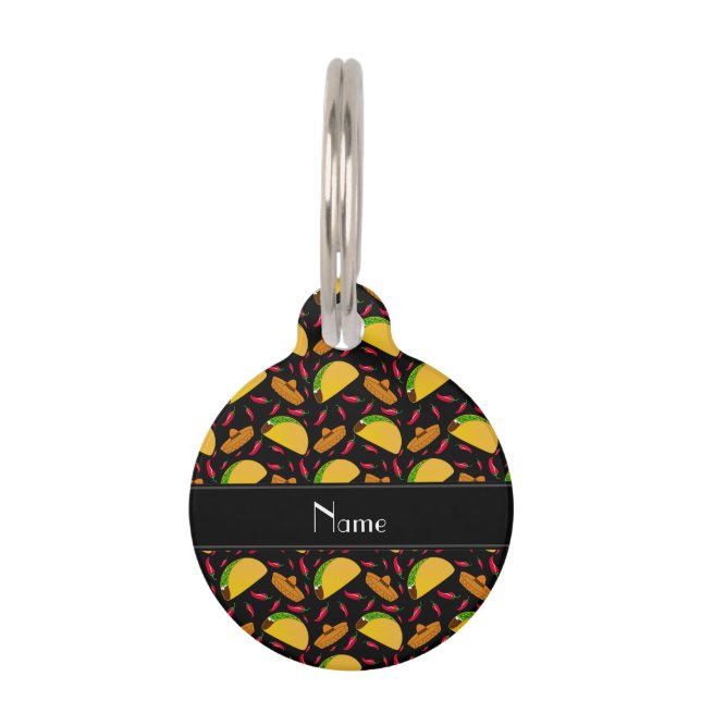 Personalisierte schwarze Tacos Haustiermarke (Vorderseite)