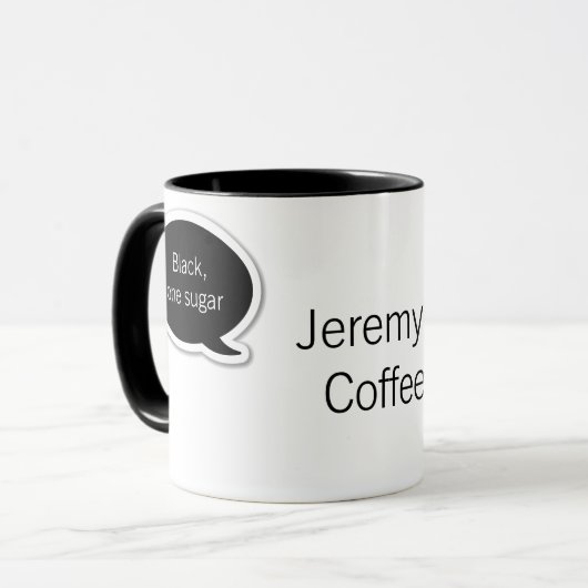 Personalisierte schwarze tasse (Vorderseite Links)