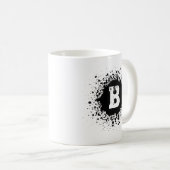 Personalisierte schwarze Tintentropfen-Doppelmonog Kaffeetasse (VorderseiteRechts)