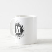 Personalisierte schwarze Tintentropfen-Doppelmonog Kaffeetasse (Vorderseite Links)