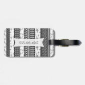 Personalisierte schwarze u. weiße Retro Gepäckanhänger (Rückseite horizontal)