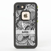 Personalisierte schwarze u. weiße Zendoodle (Rückseite)