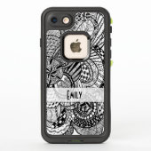 Personalisierte schwarze u. weiße Zendoodle (Rückseite)