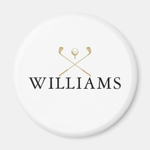 Personalisierte schwarze und goldene Namensgolfsch Magnet