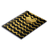 Personalisierte schwarze und goldene Streifen Notizblock (Linke Seite)