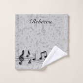 Personalisierte schwarze und graue musikalische badhandtuch set (Waschlappen)