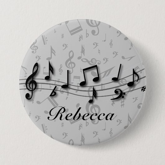 Personalisierte schwarze und graue musikalische button (Vorderseite)