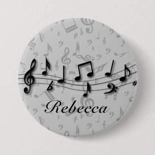 Personalisierte schwarze und graue musikalische button