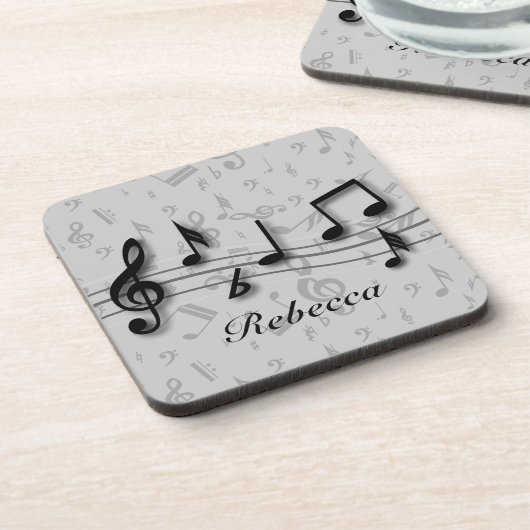 Personalisierte schwarze und graue musikalische getränkeuntersetzer (Linke Seite)