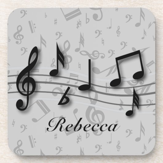 Personalisierte schwarze und graue musikalische getränkeuntersetzer (Vorderseite)