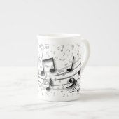 Personalisierte schwarze und graue musikalische porzellantasse (Vorderseite Rechts)